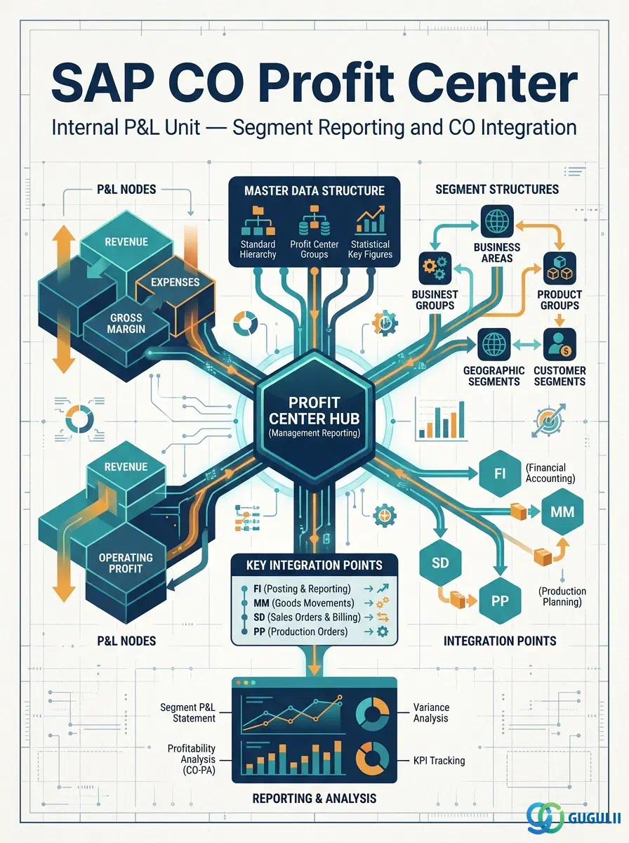 Cover: SAP CO Profit Center — the internal P&L unit that bridges Controlling and segment financial reporting
