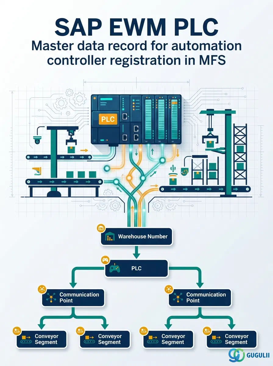 Cover: SAP EWM PLC – master data record anchoring the MFS communication hierarchy in automated warehouses
