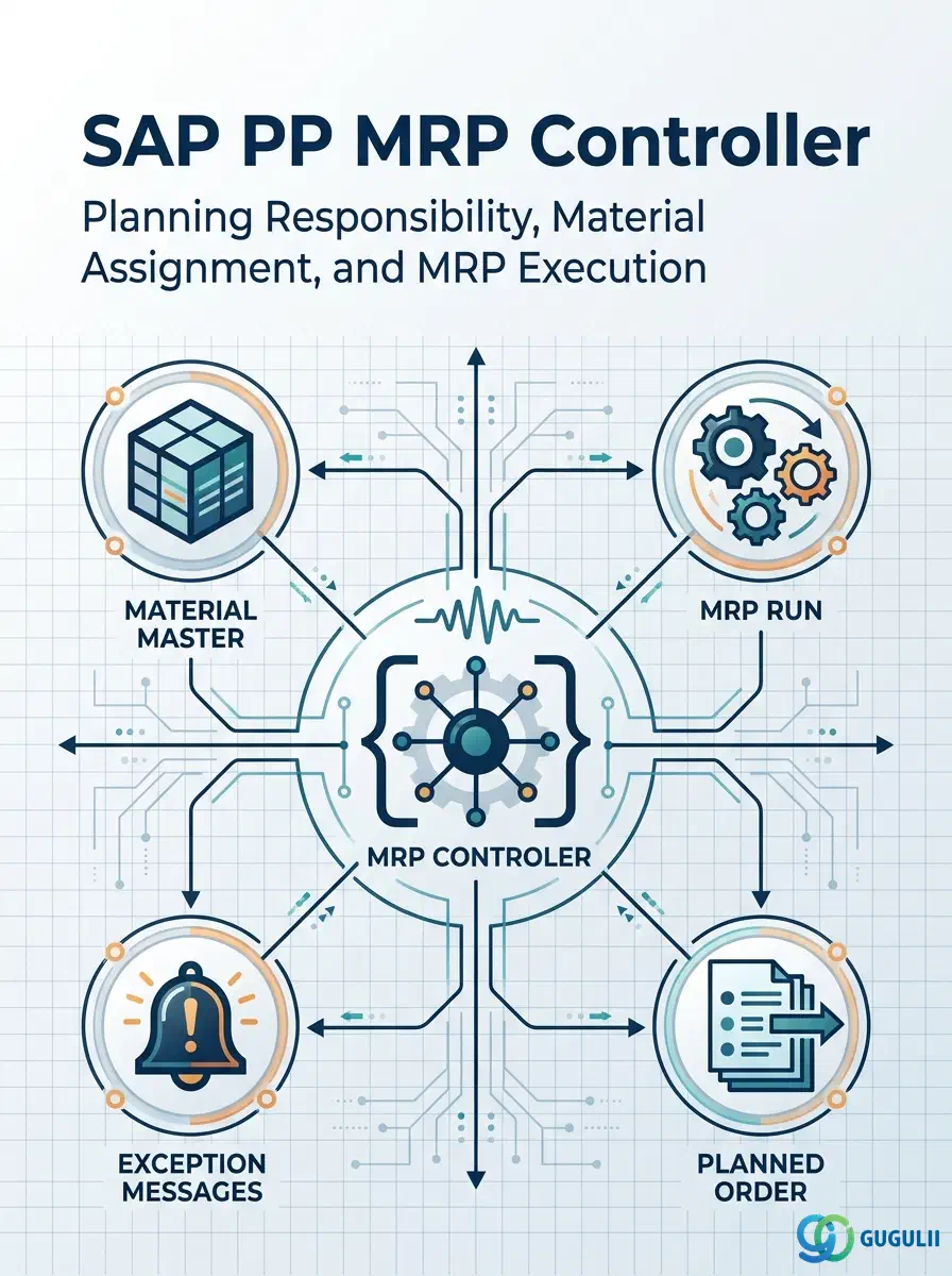 Cover: SAP PP MRP Controller — planning responsibility master linking Materials and MRP execution in the plant