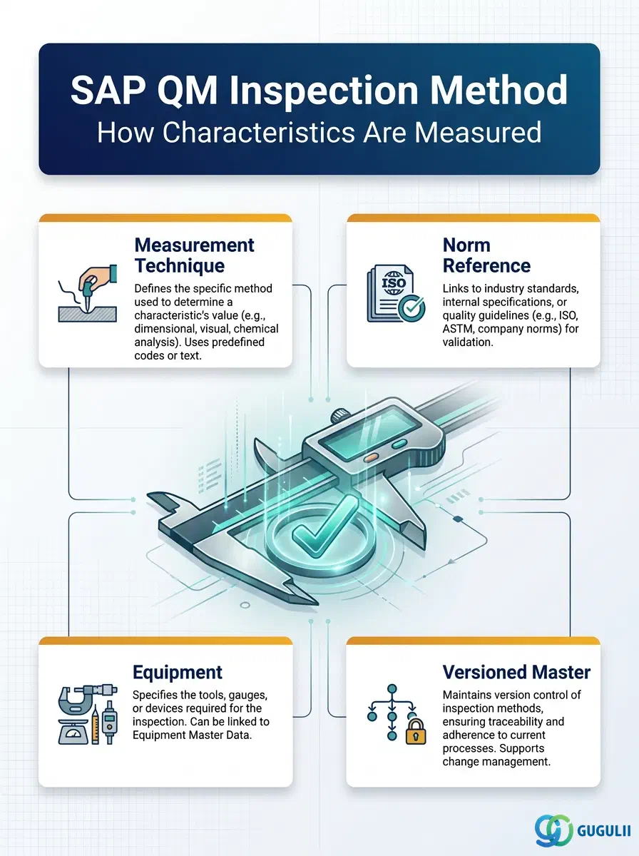 Cover: SAP QM Inspection Method — master data defining how quality characteristics are measured