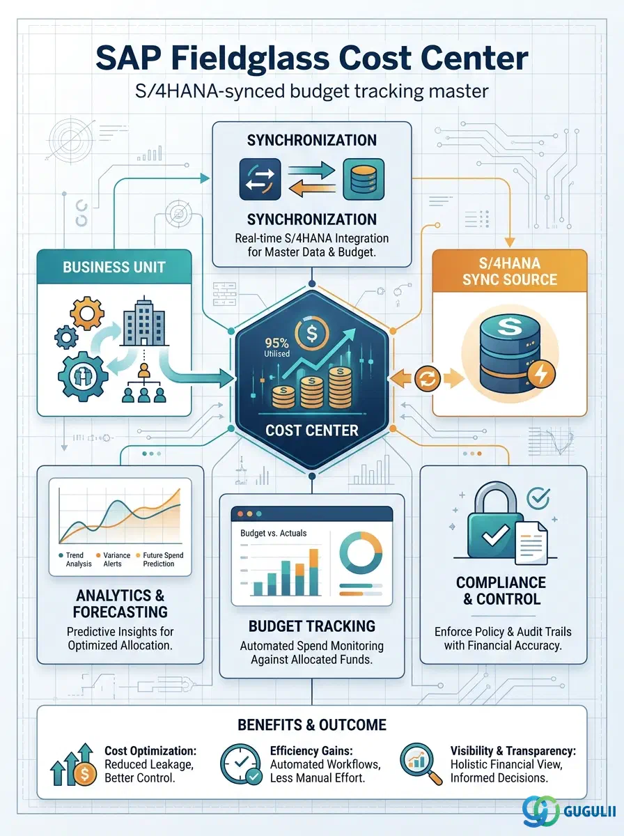 Cover: SAP Fieldglass Cost Center — the S/4HANA-synced financial-tracking master assigned to Business Unit for granular budget control