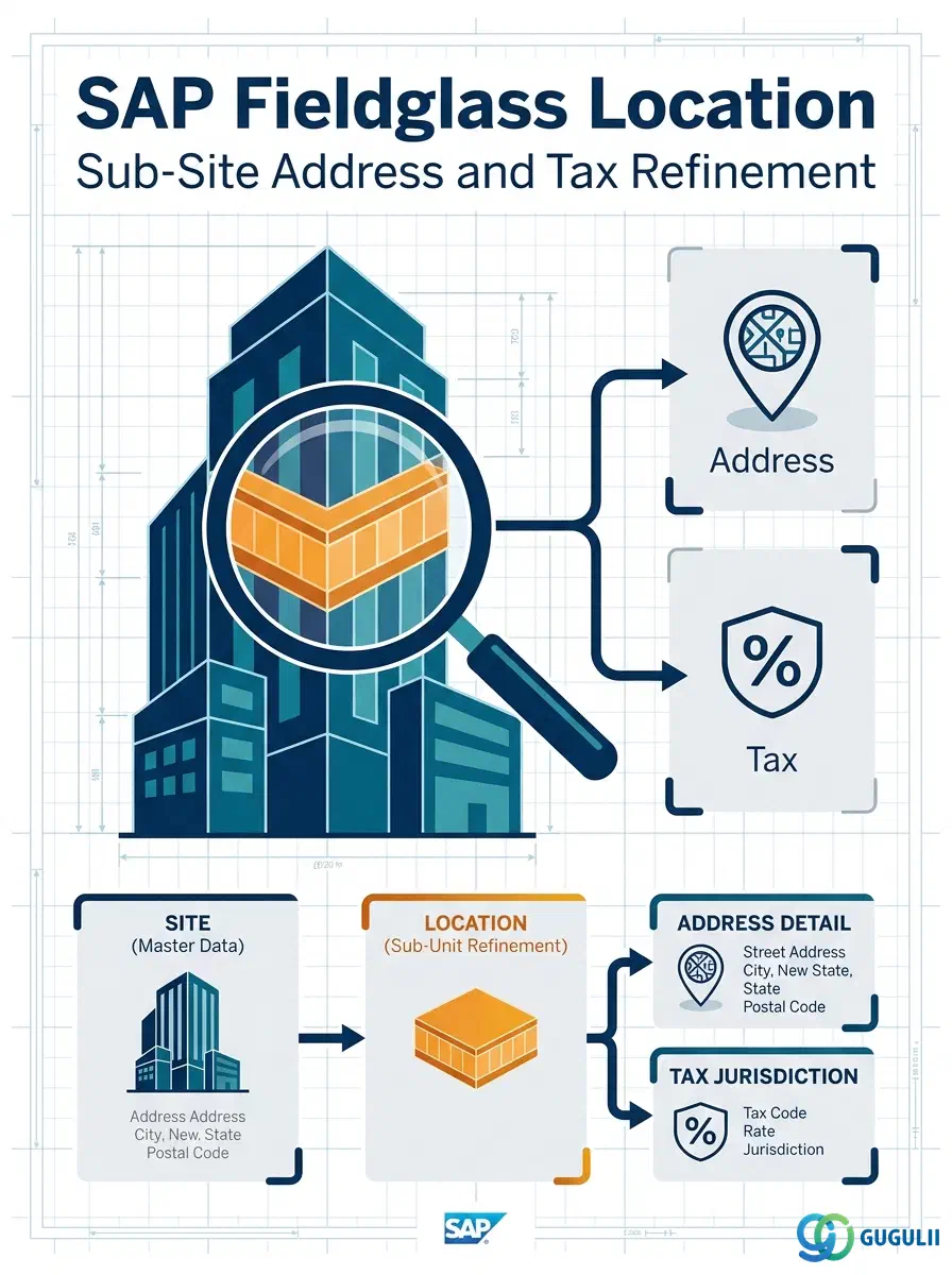 表紙: SAP Fieldglass ロケーション — サイトの下で住所と税範囲を詳細化するオプションのサブサイトオブジェクト