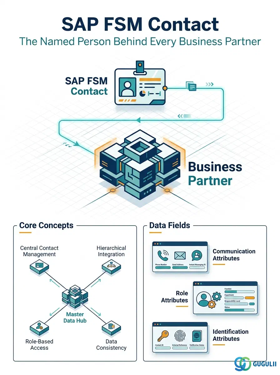 表紙: SAP FSM Contact — すべてのビジネスパートナーの背後にある指名連絡先